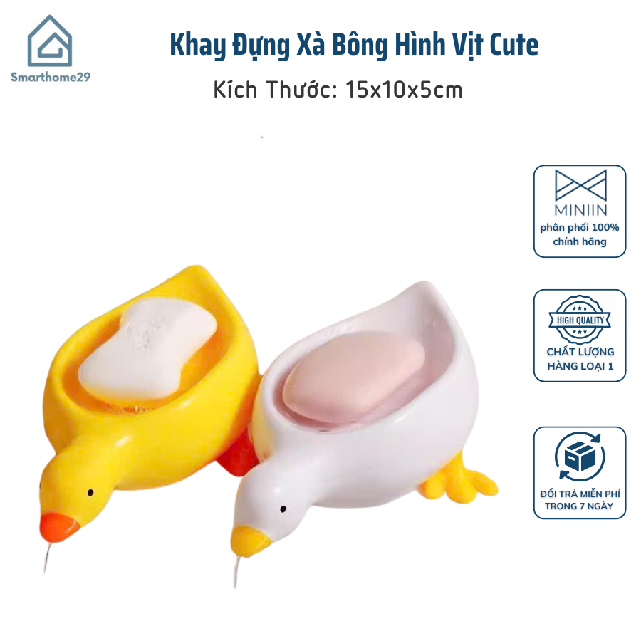 Khay Đựng Xà Bông Hình Vịt Cute, Kệ Đựng Xà Phòng Có Lỗ Thoát Nước Decor Nhà Tắm - HÀNG CHÍNH HÃNG MINIIN