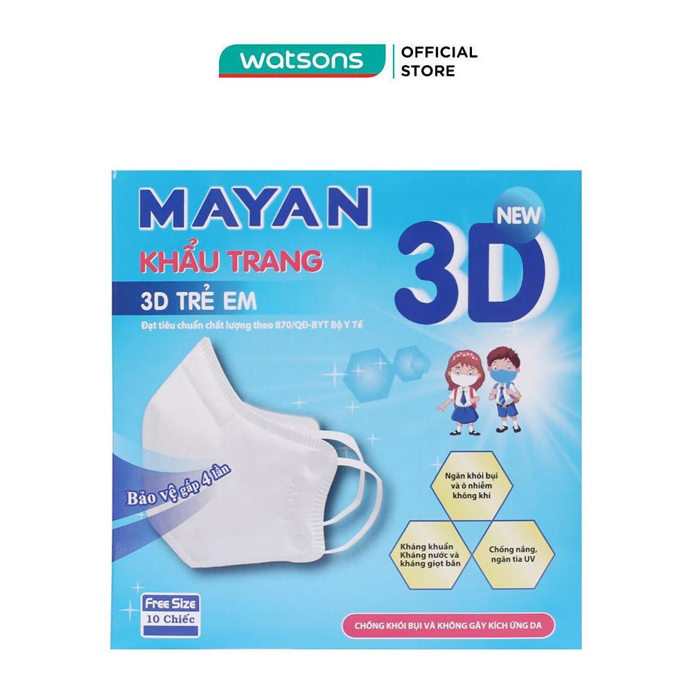 Khẩu Trang Mayan 3D Cho Trẻ Em Bảo Vệ Gấp 4 Lần Freesize 10 Chiếc/Hộp