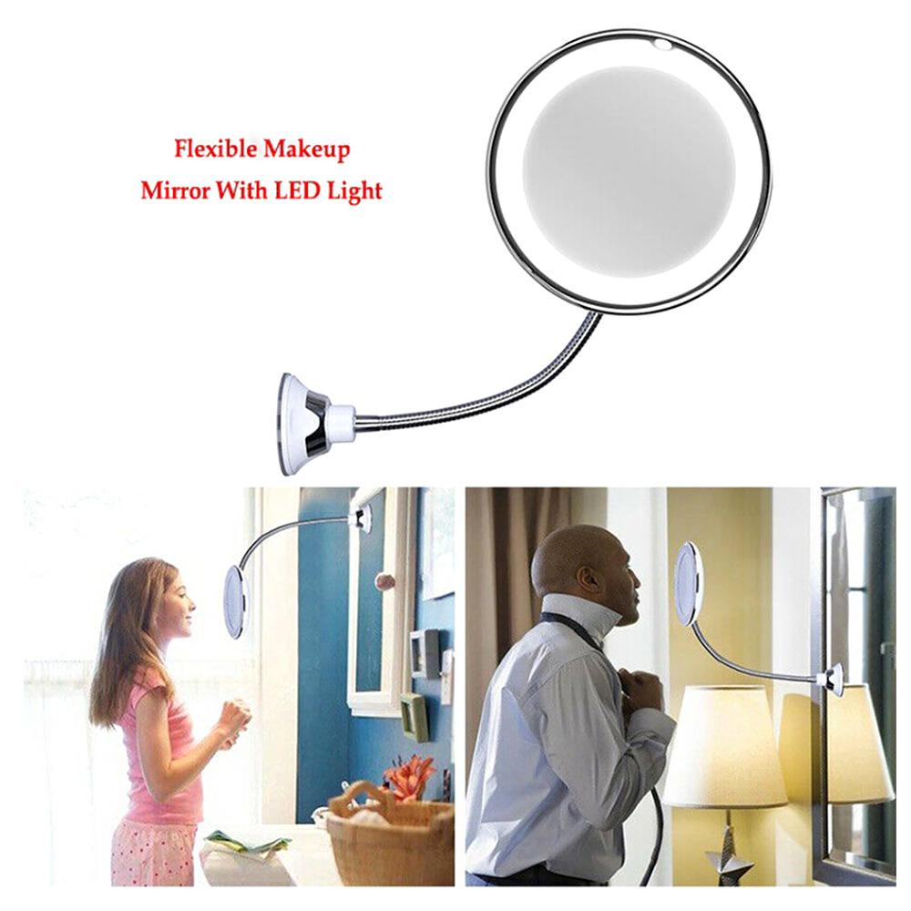 Gương trang điểm có đèn chiếu sáng linh hoạt phóng đại 10X, xoay 360 và có cốc hút