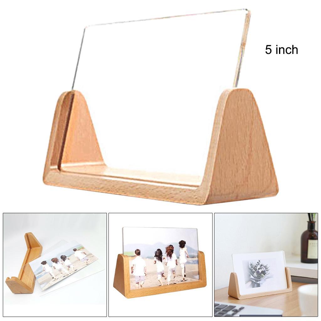 Photo Frame Picture Frames Wooden Base Clear Acrylic Decor