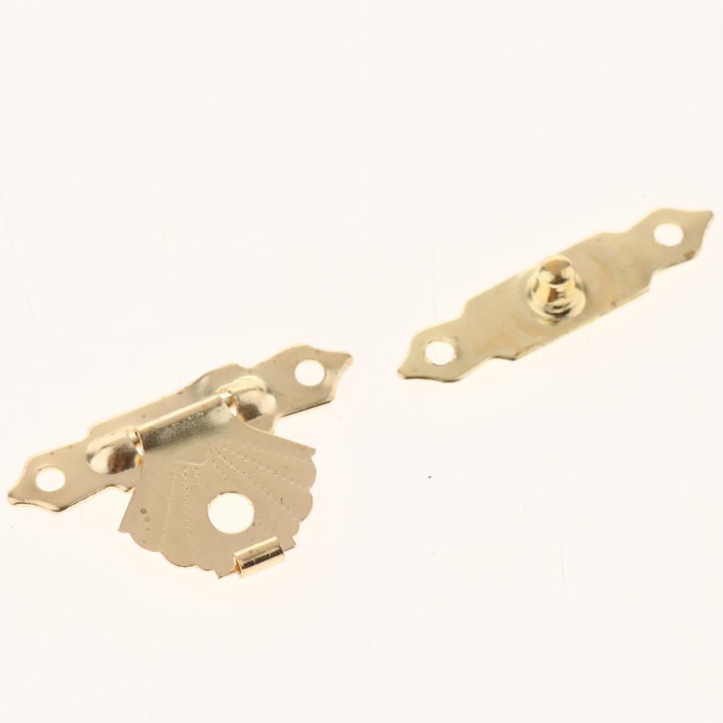 2x12pcs Wooden Box Buckle Triangle Flower Metal Hasp Latch Buckle Yellow