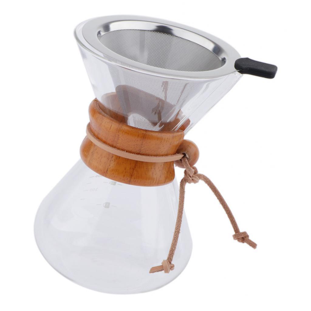 Coffee Maker Set Pour Over Coffee Pot + Cone Coffee Dripper Filter Net 400ml