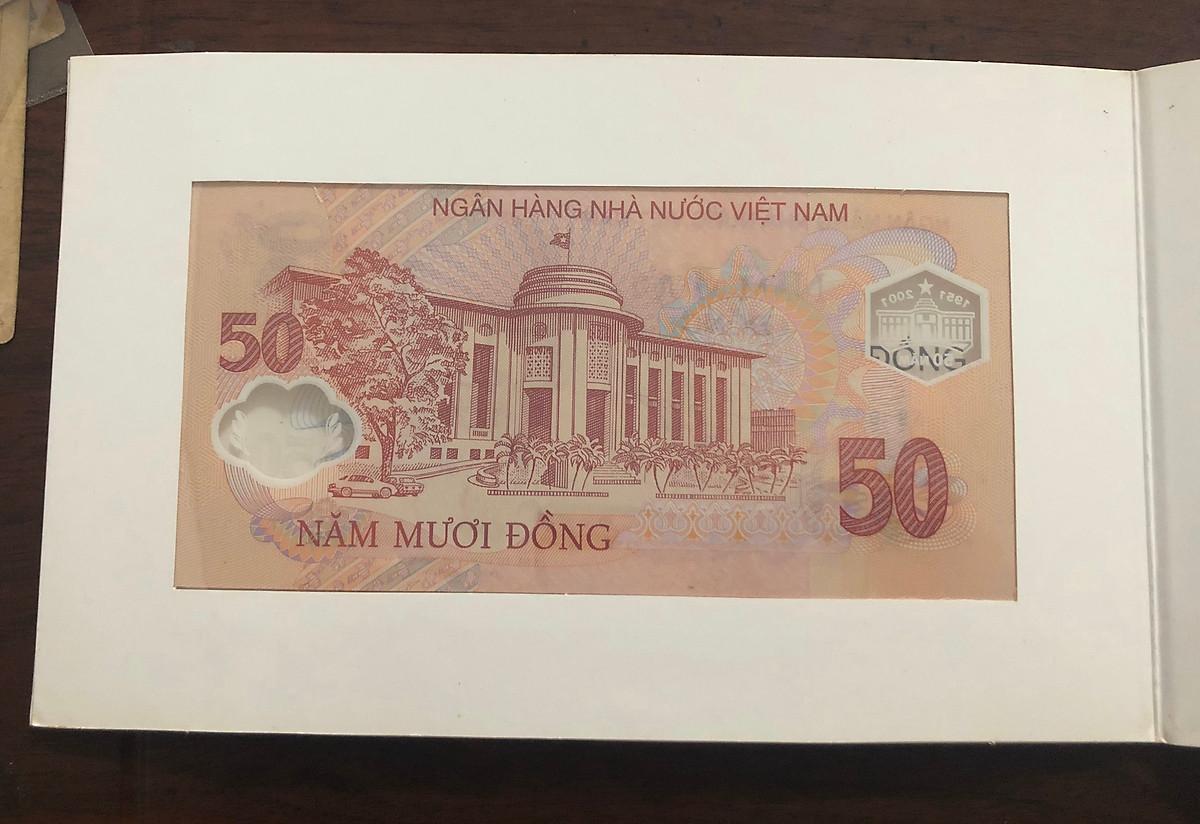 Tờ tiền 50 đồng kỷ niệm thành lập ngân hàng, tờ polymer đầu tiên của Việt Nam 2001, phù hợp sưu tập, lưu niệm