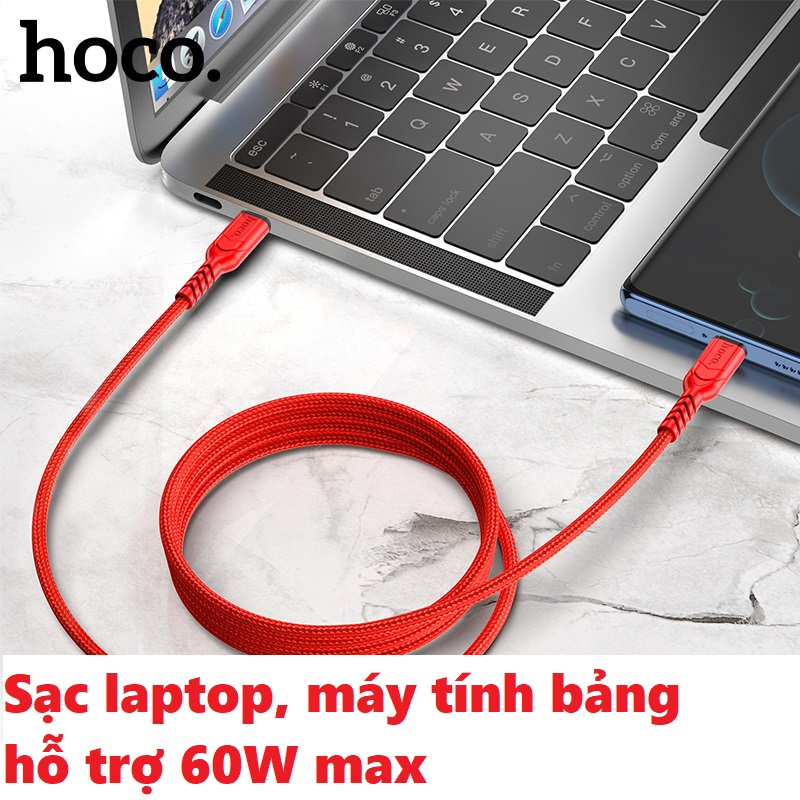 Cáp sạc nhanh C to C PD 60W cho laptop tablet điện thoại hoco X59 _ Hàng chính hãng