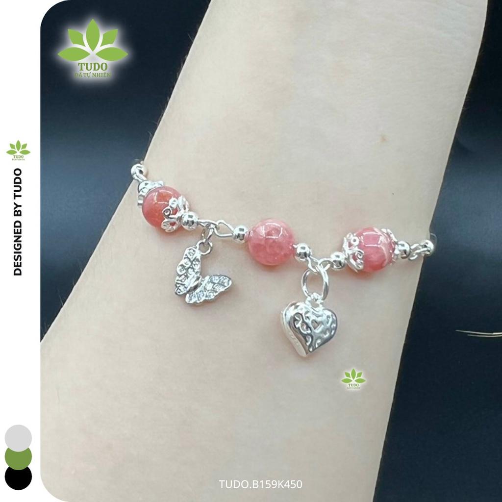 Vòng Tay Nữ Đẹp - Vòng Phong Thủy Đa Mệnh TUDO B159K450 VCBDAOH Charm Bạc Trái Tim, Hồ Điệp - Tình Duyên Như Ý