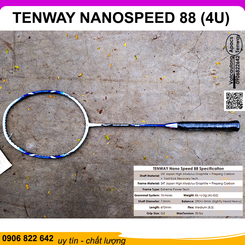Vợt cầu lông Tenway Nano speed 88 | Vợt nặng đầu chuyên công, đánh phong trào rèn luyện sức khỏe