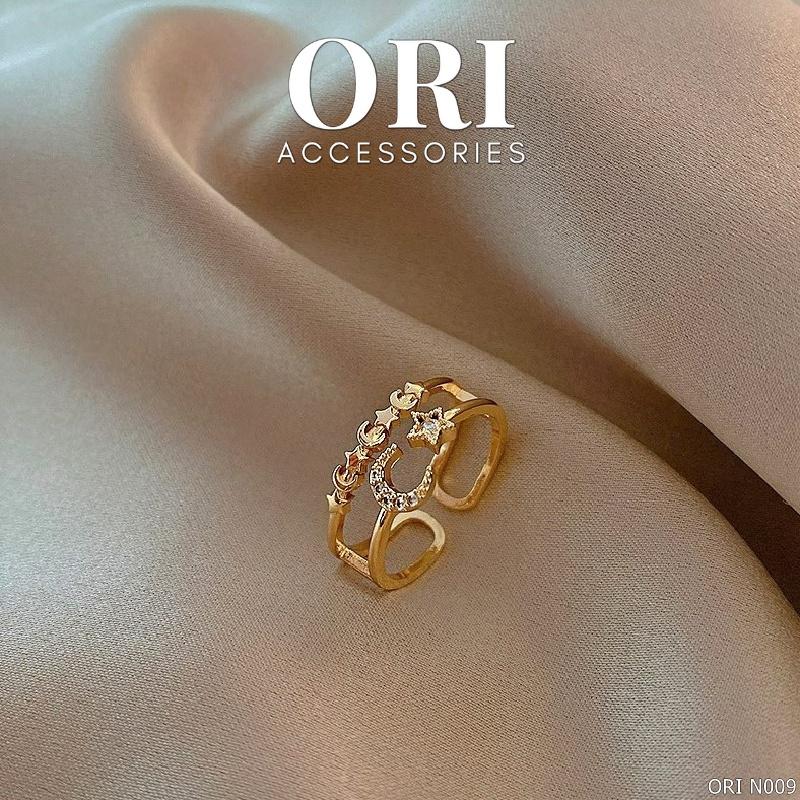 Nhẫn nữ Freesize Mặt trăng đính đá Nerissa thời trang ORI ACCESSORIES N009