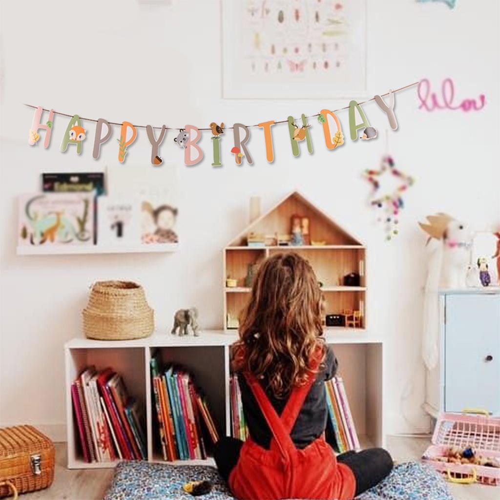 Cute Animal HAPPY BIRTHDAY Bunting Banner Kid Baby Birthday Party Decoration