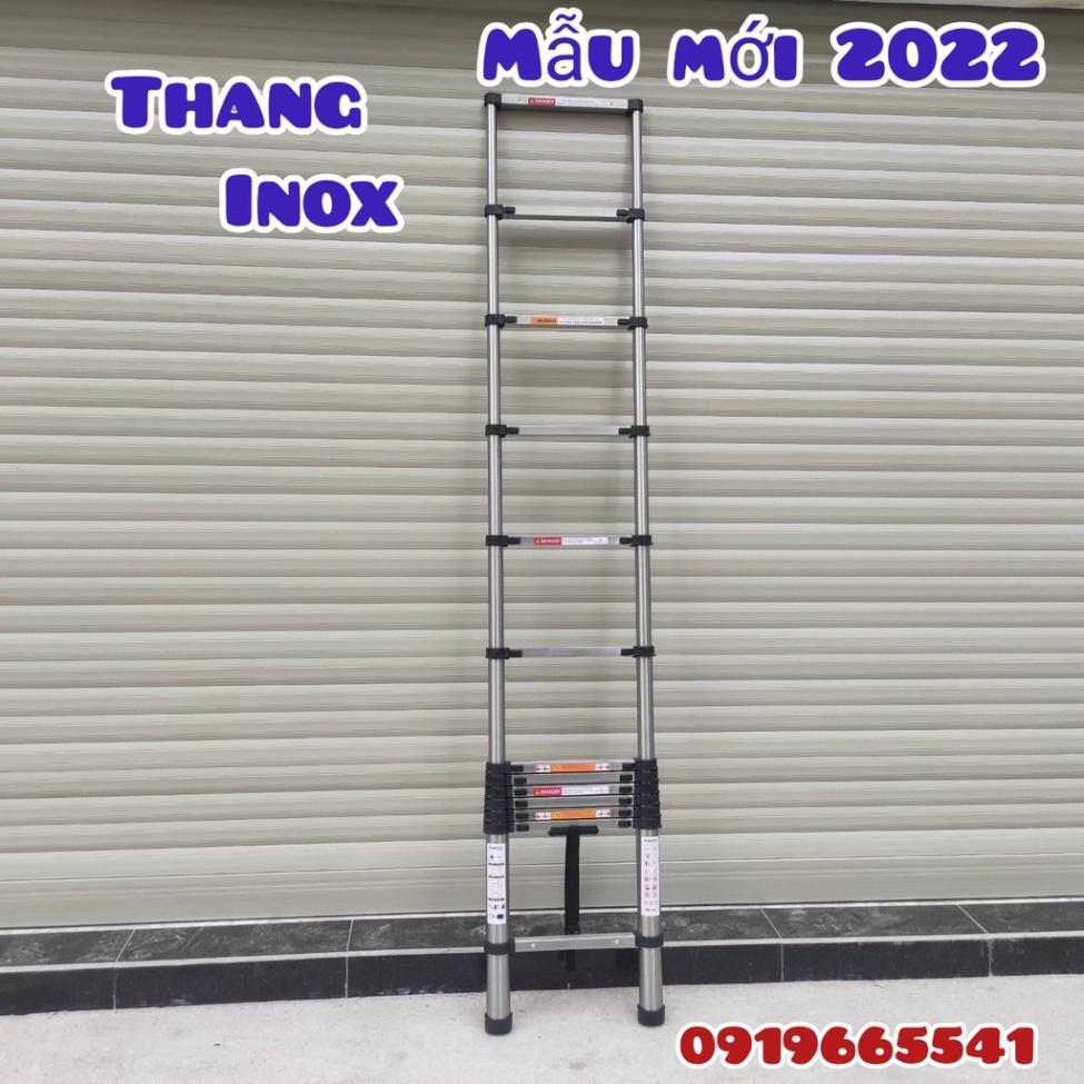 Thang rút đơn INOX 2022 nhập khẩu chất lượng cao, chiều cao 3,2m đến 5,4m, đai nhựa thiết kế mới