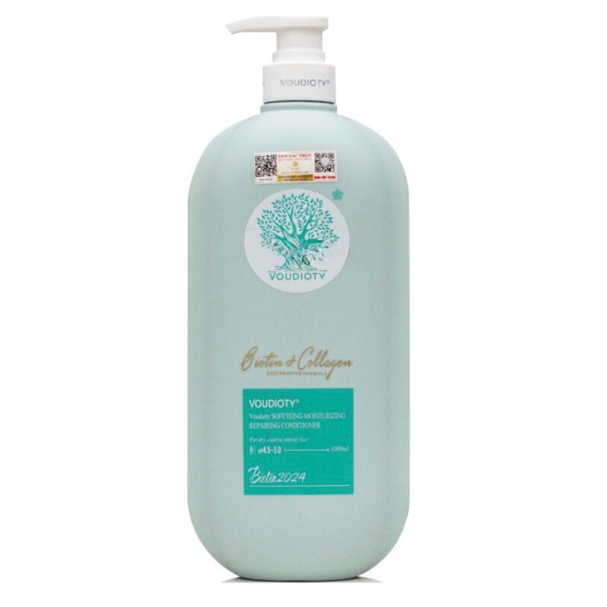 DẦU GỘI XẢ HỖ TRỢ TRỊ GÀU BIOTIN COLLAGEN VOUDIOTY XANH DƯƠNG NEW 2024 MỀM MƯỢT GIẢM RỤNG MỌC TÓC 1000ML