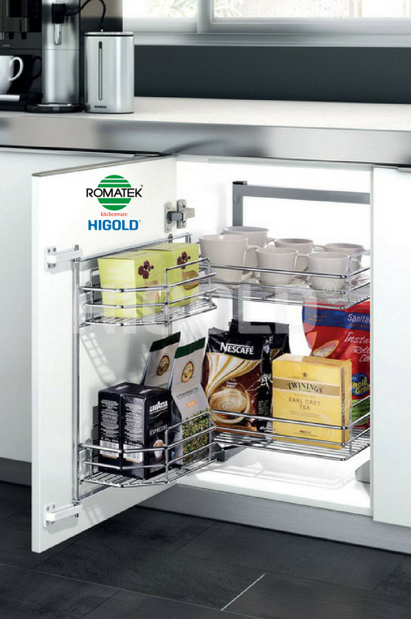 Kệ Để Đồ Khô HIGOLD 2 Tầng 4 Rổ Inox SS304 Cho Tủ Bếp Dưới