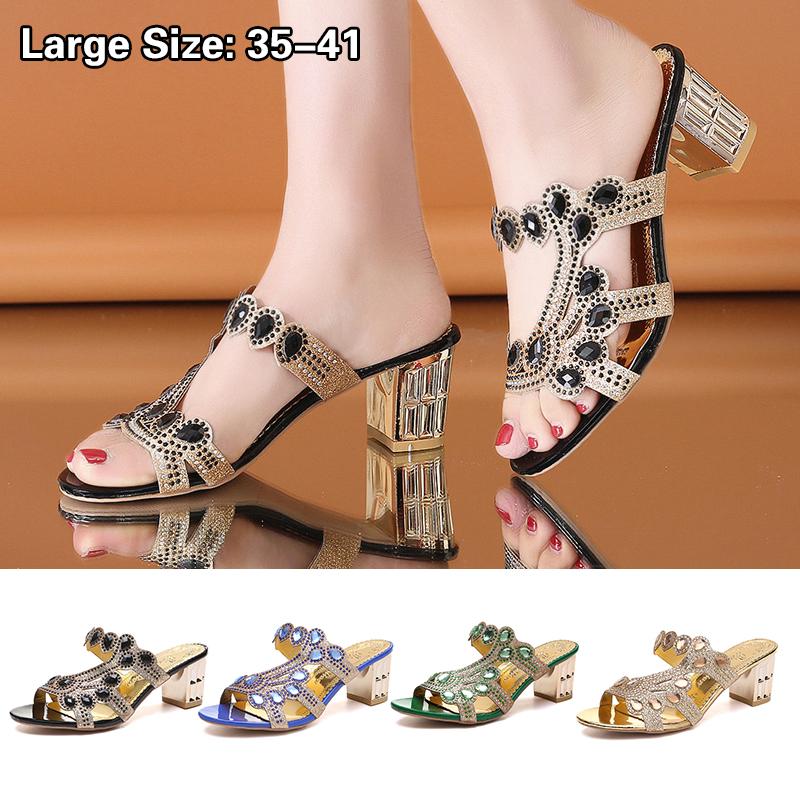 Dép Nữ Sành Điệu Với Dép Chống Trượt Và Dép Đi Trong Nhà Có Miệng Cá Đính Đá Quý Ngoài Trời