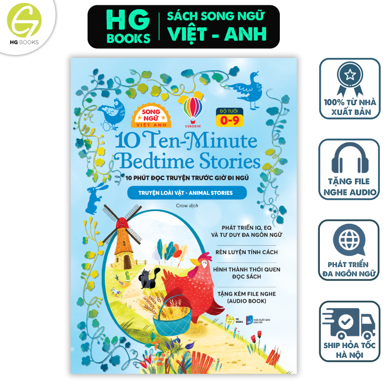 Sách Song Ngữ - 10 phút đọc truyện trước giờ đi ngủ: Truyện loài vật - Giúp Bé Phát Triển IQ và EQ