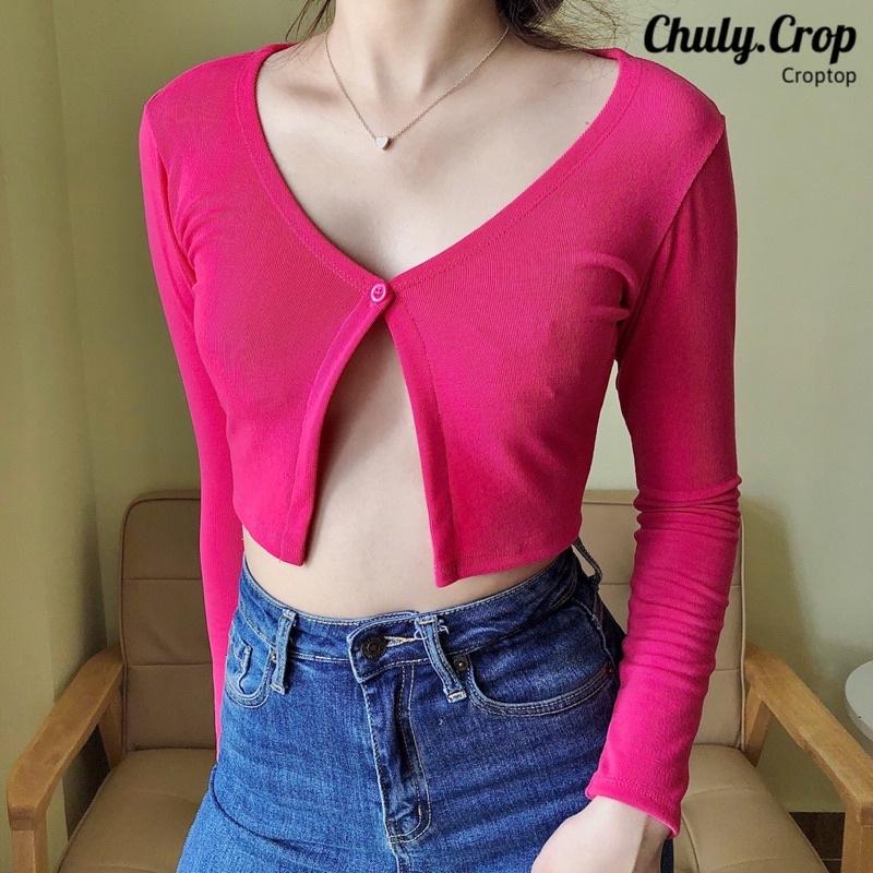 áo Croptop tay dài ôm body cực sexy - Hình thật 100