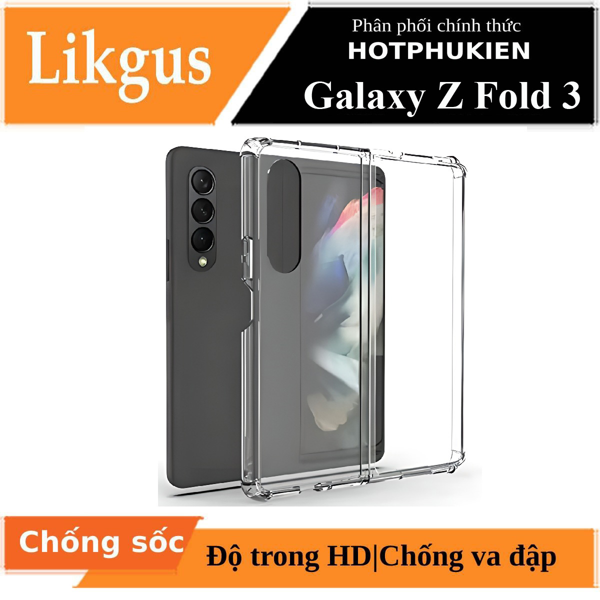 Ốp lưng chống sốc cho Samsung Galaxy Z Fold 3 hiệu Likgus Glitter siêu mỏng 1.5mm độ trong tuyệt đối, chống trầy xước, chống ố vàng, tản nhiệt tốt - hàng nhập khẩu