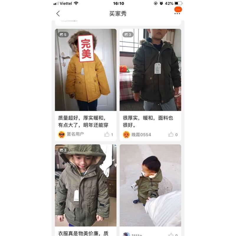 ÁO PARKA LÓT LÔNG CHO BÉsẵn hàng giao ngay