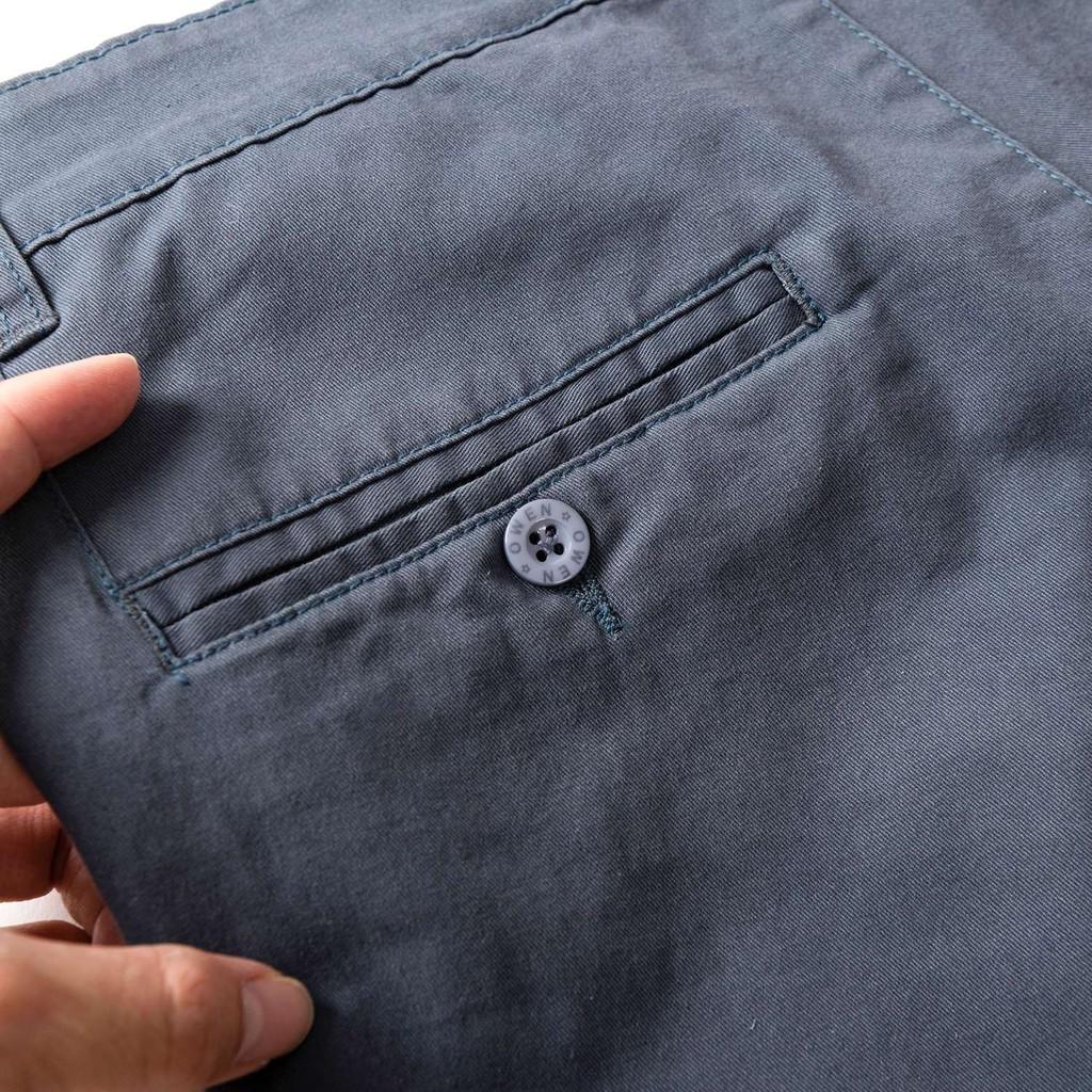 Quần short nam kaki Owen màu xám, chất liệu vải cotton cao cấp, co giãn, trẻ trung, dáng slimfit năng động