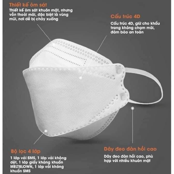 Khẩu trang 4D túi 10 chiếc ôm sát mặt