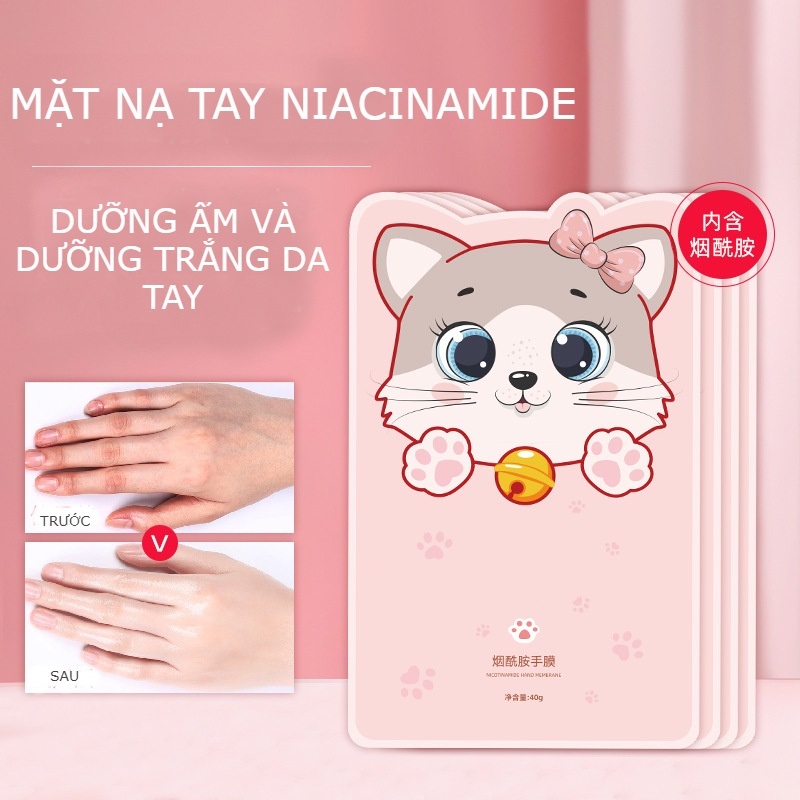 Mặt nạ tay dưỡng da tay Mèo, làm trắng da bổ sung collagen cải thiện nếp nhăn, tẩy tế bào chết