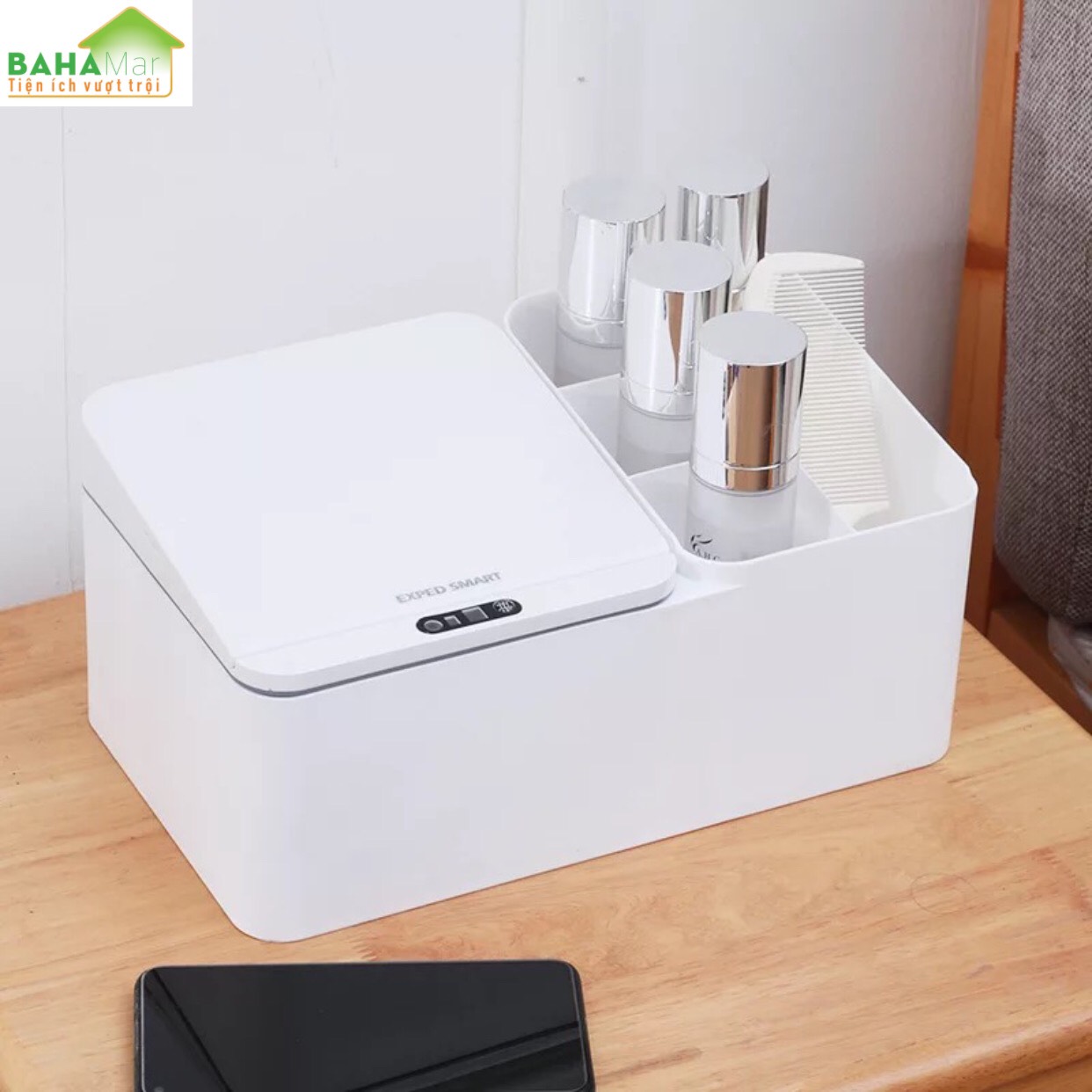 HỘP ĐỂ BÀN ĐA NĂNG CẢM ỨNG THÔNG MINH TỰ ĐỘNG BẬT MỞ NẮP "BAHAMAR" thích hợp sử dụng để nhiều thứ cho gọn gàng ngăn nắp