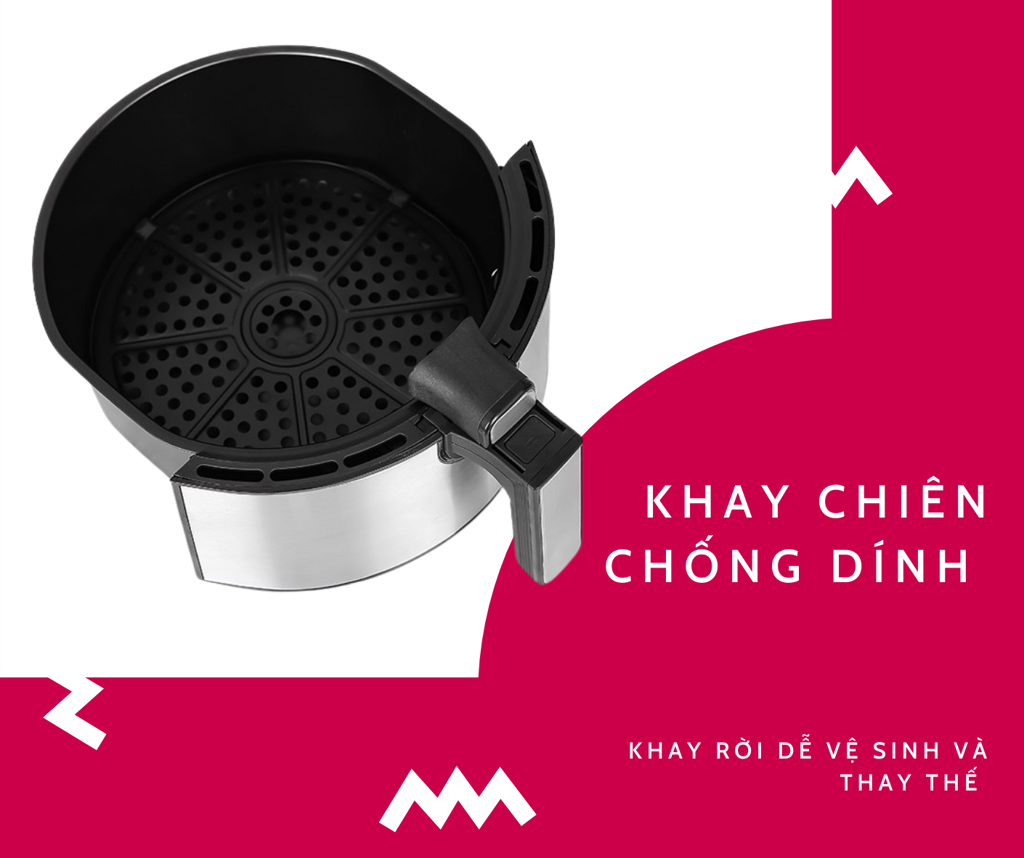 Nồi chiên không dầu vỏ kim loại Mishio MK220 5L - Hàng chính hãng