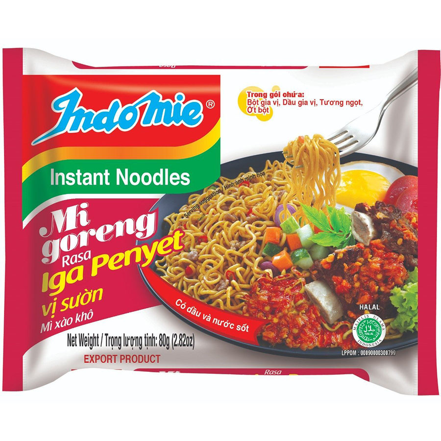 Mì Goreng Rasa Iga Penyet Vị Sườn Indomie (80G X 40 Gói/Thùng)