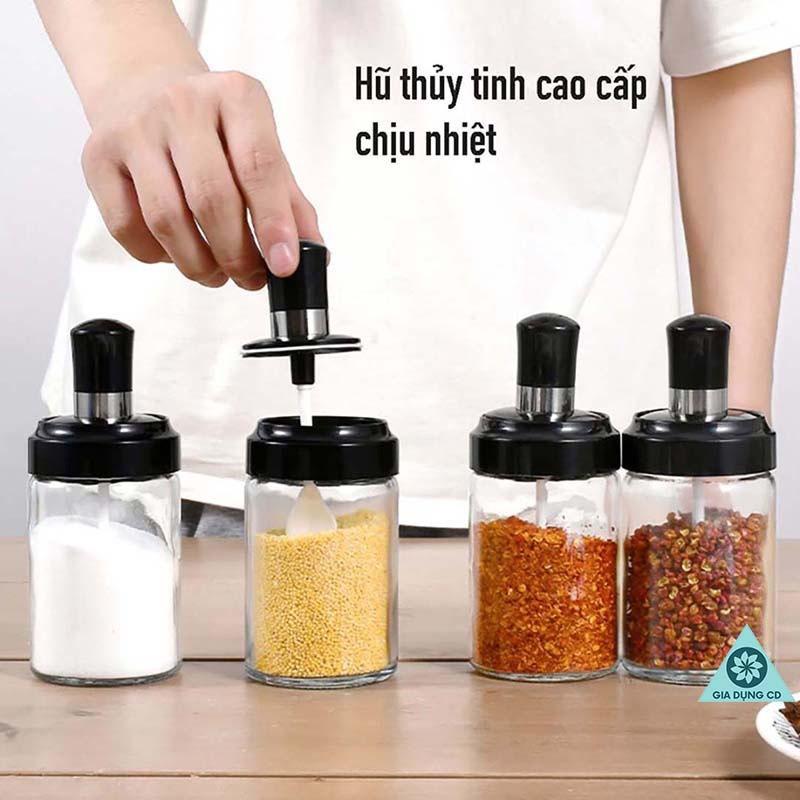 Hũ Đựng Gia Vị Cao Cấp - Lọ Đựng Gia Vị Tiện Lợi Bằng Thủy Tinh An Toàn