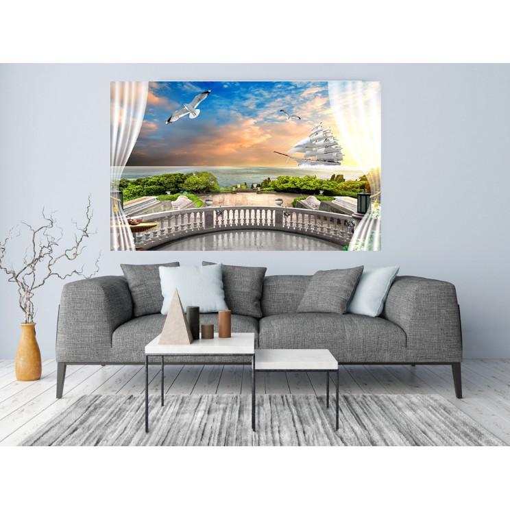 Tranh dán tường 3d hiện đại, trang trí phòng khách đại dương mênh mông 1,2m x 1,9m MS1380925706