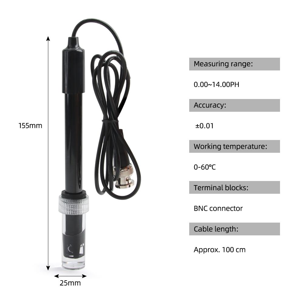 PH Replacement Probe Aquarium Hydroponic Laboratory Electrode PH Meter Probe BNC Connector PH Meter Sensor