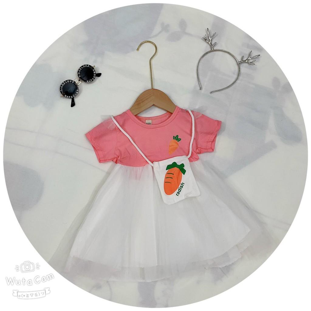 Váy Cho Bé Gái Mùa Hè Cộc Tay Váy Cotton Kèm Túi Màu Vàng Hồng Mềm Cho Bé 2 đến 8 Tuổi Từ 6 Đến 13 Kg Sulykids 2021