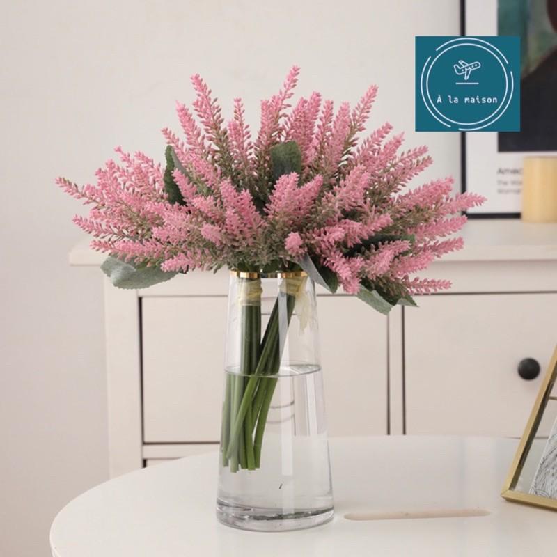 Bó hoa lavender bằng PU gồm 8 nhánh hoa cao 33cm, Hoa decor trang trí, hoa cưới, hoa cô dâu