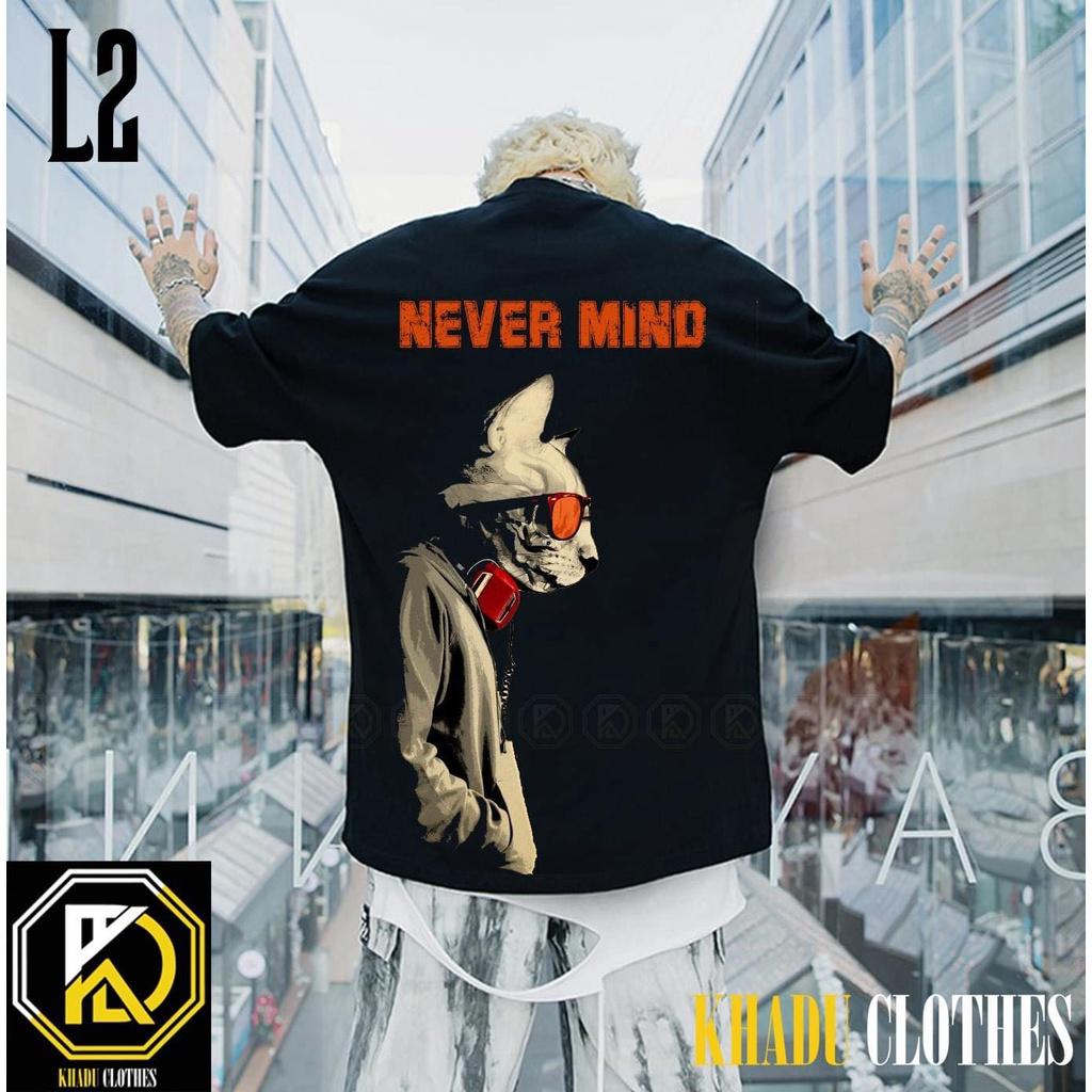 ÁO THUN UNISEX NAM NỮ never min mèo đeo kính