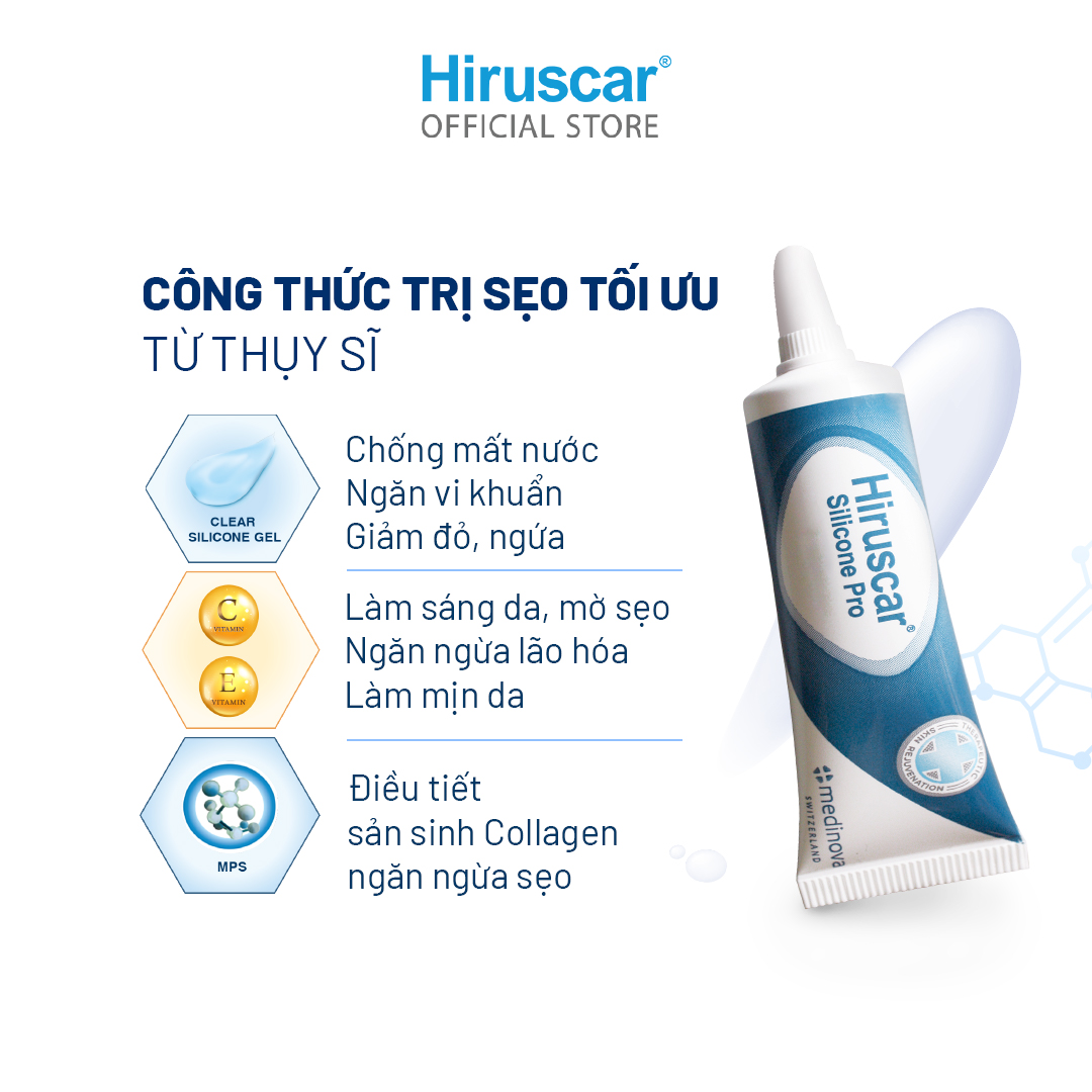 Gel Hỗ Trợ Trị Sẹo Mổ, To, Lồi Và Phì Đại Hiruscar Silicone Pro 4G