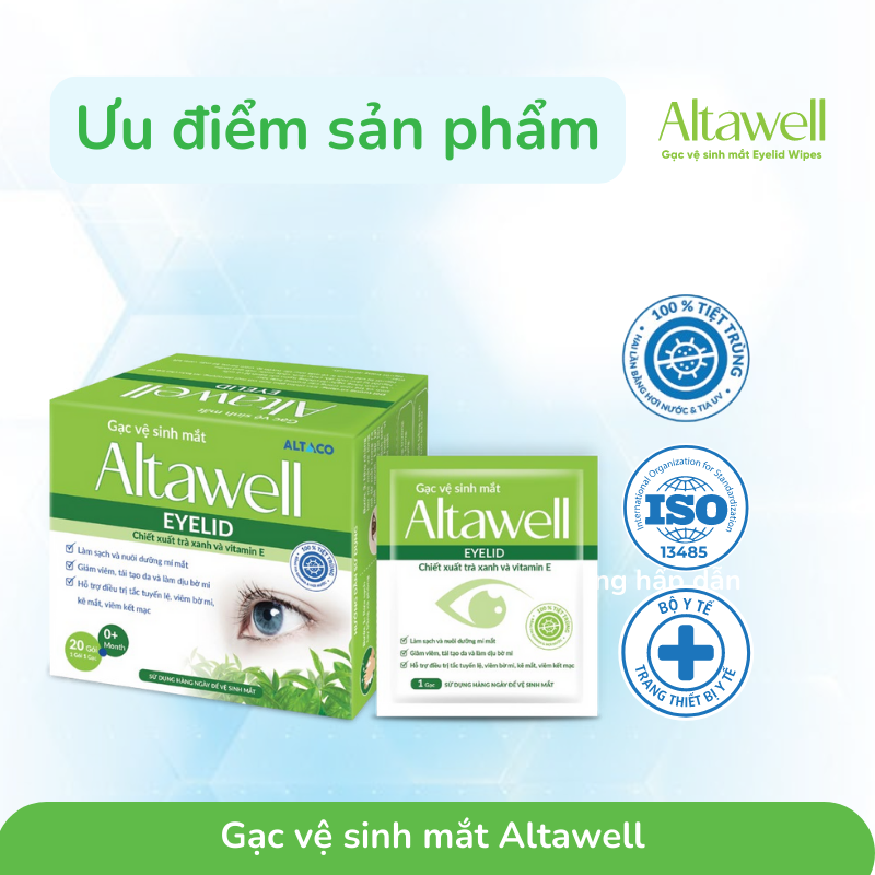 Gạc mắt Altawell lau mắt, vệ sinh - Altawell Eyelid Cleansing Wipes