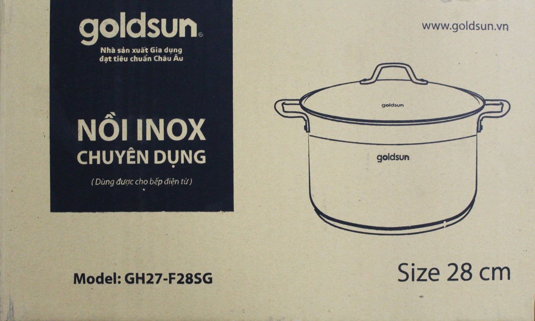 Nồi Inox Chuyên Dụng Luộc Gà Lớn Goldsun GH27-F28SG (28x20cm) Dùng Mọi Bếp - Chính Hãng