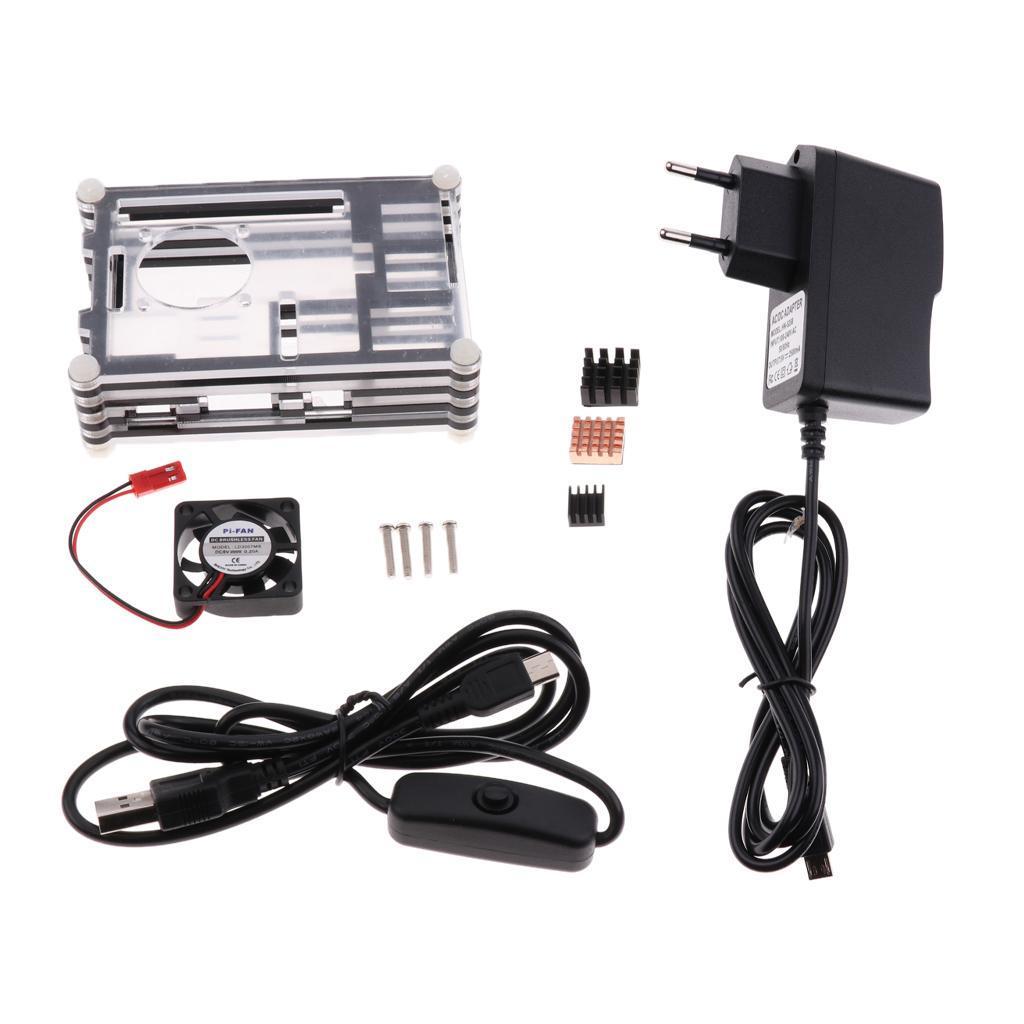 Clear Acrylic Case + Cooling Fan and Heatsinks for Raspberry Pi2 Pi3 Model B