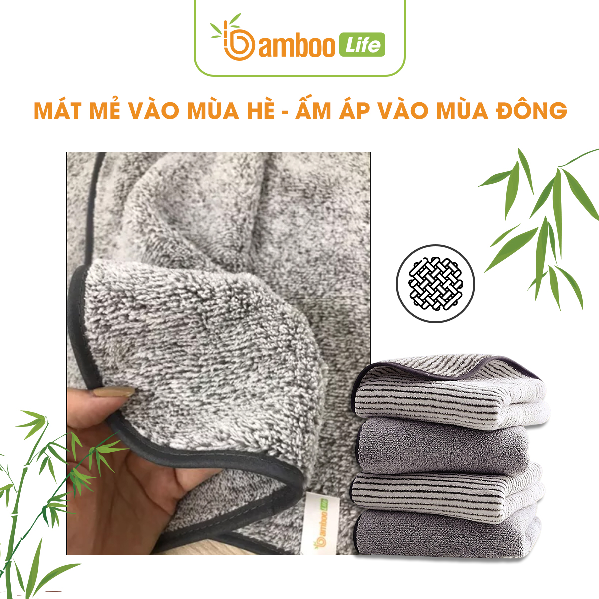 Khăn tắm Bamboo Life BL058 hàng chính hãng được làm từ sợi tre thiên nhiên mềm mại kháng khuẩn siêu thấm hút an toàn cho da