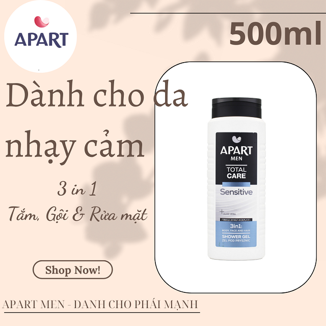 Gel tắm nam Apart Men chăm sóc toàn diện đặc biệt lưu hương 500ML