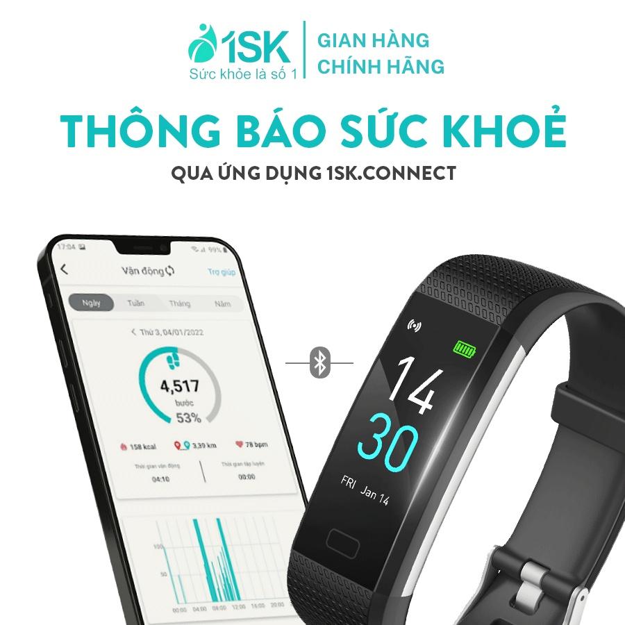 Vòng đeo thông minh 1SK chăm sóc sức khỏe, đo nhịp tim, theo dõi giấc ngủ, chống nước IP48, kết nối app điện thoại hàng chính hãng