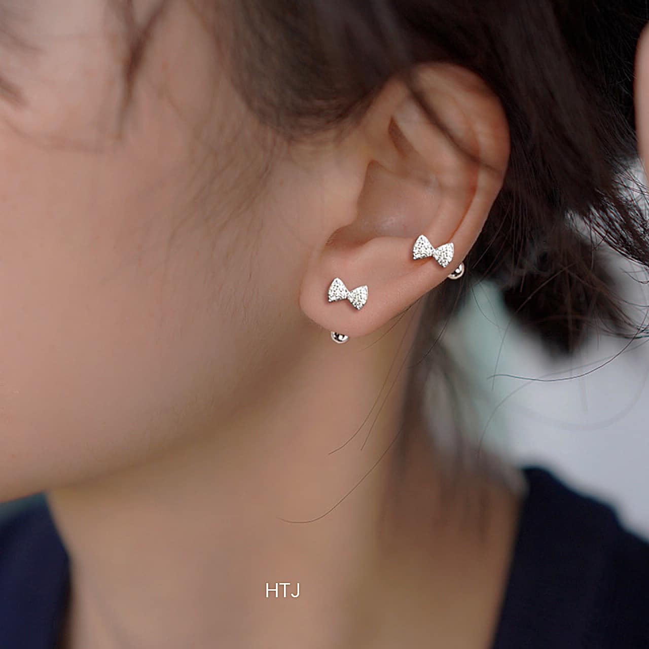 Bông tai bạc nụ nơ chốt ren chất liệu bằng bạc s925 MS046