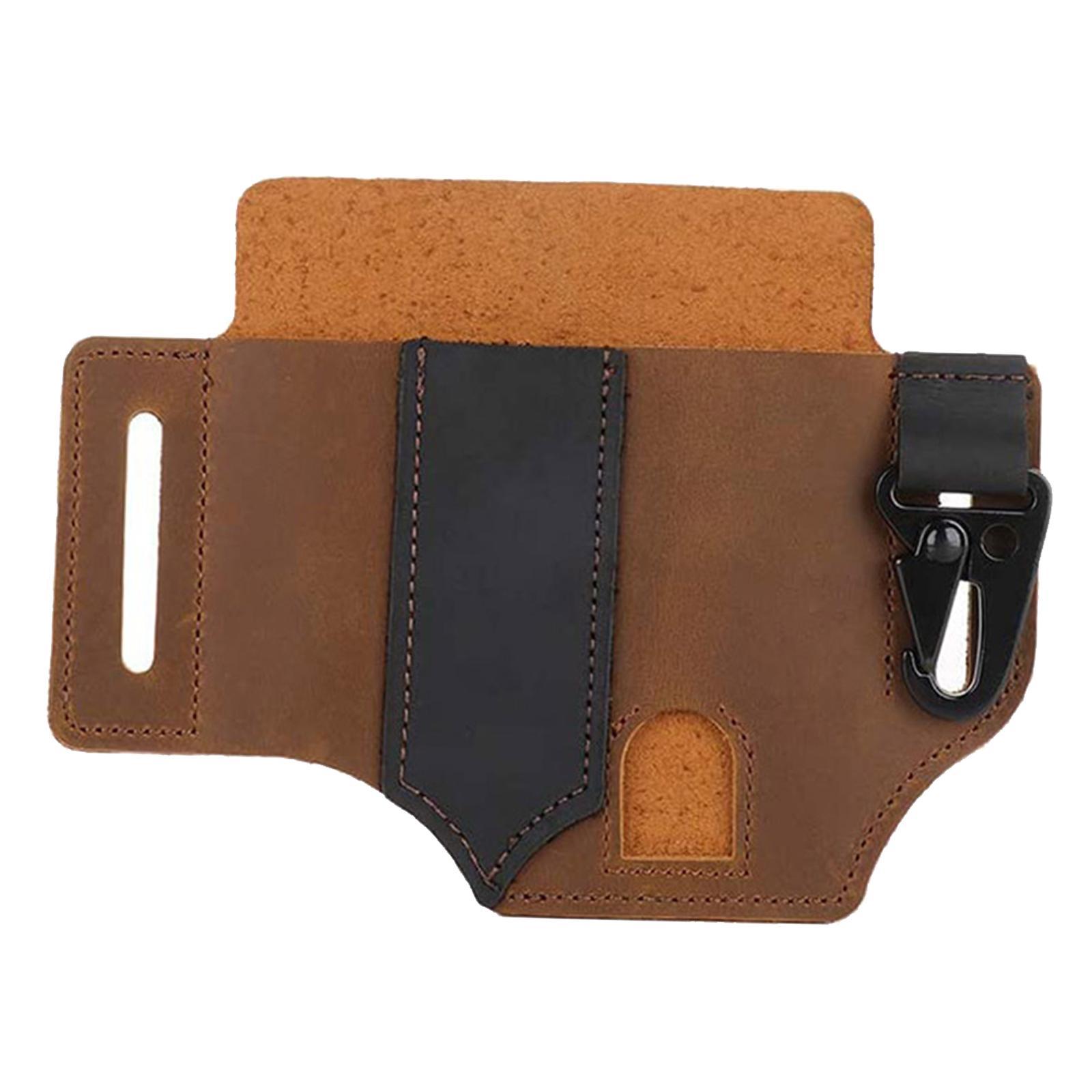 Leather Sheath for Belt, Multitool Sheath with Loops, Pocket Organizer for Men, Flashlight Holder Sheath Tool Pouch for Gears
