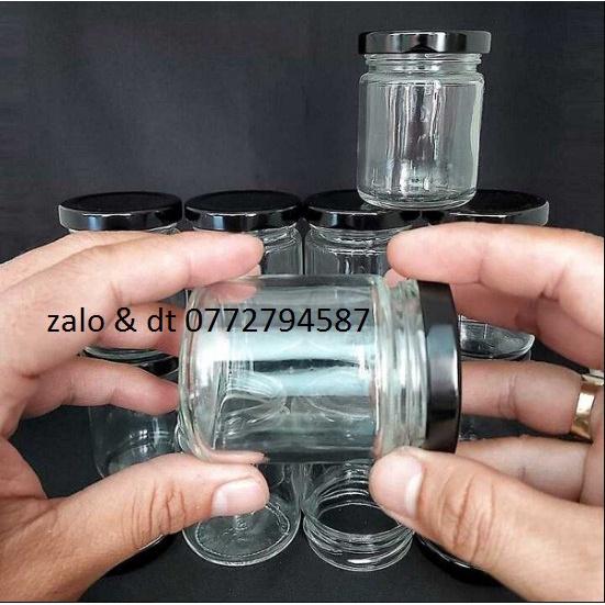 Hũ Làm Sữa Chua Thủy Tinh 100ml mẫu Trụ Tròn - nắp thiếc đen or vàng - Hũ chưng yến, lọ đựng gia vị, tổ yến, mật ong