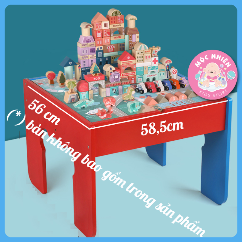 Đồ chơi xếp hình bằng gỗ Mô hình Thành phố tương lai thông minh có Bánh xe di chuyển được