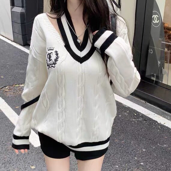 Áo Len Dễ Thương Kiểu Mới Xẻ Vai Phong Cách Học Đường Nhật Bản Purtura Sweater