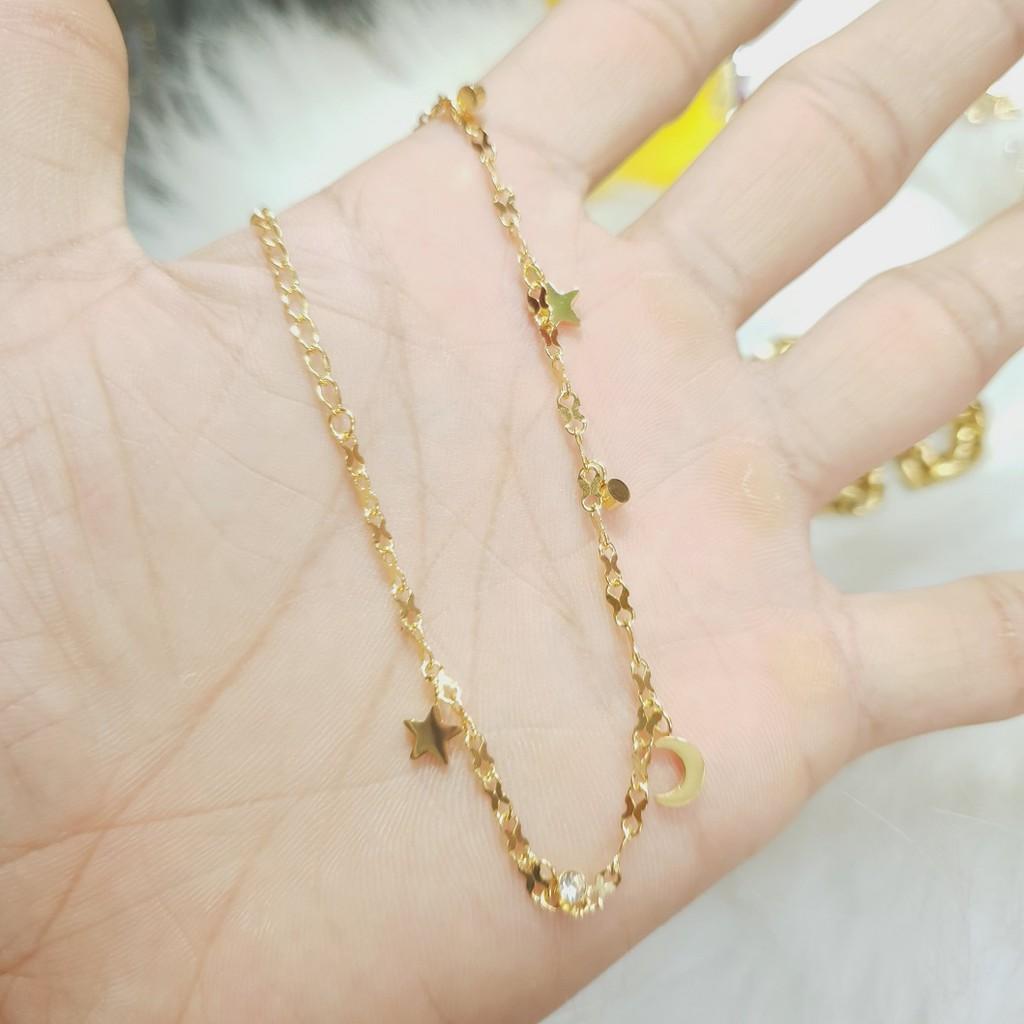 Lắc Chân Kiểu Trăng Sao Hàng Nano Titanium Cao Cấp- Dùng bền bỉ tắm rửa không kiêng nước