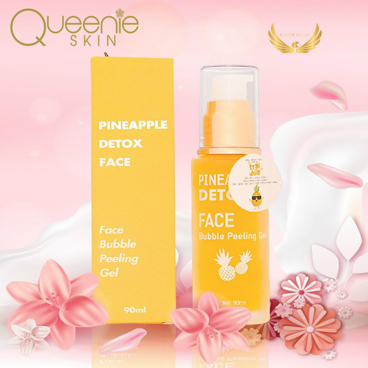 Detox Thải Độc Dứa Queenie Skin Làm Sạch Bụi Bẩn, Độc Tố, Se Khít Lỗ Chân Long Dưỡng Ẩm, Trắng Da, Giảm Nếp Nhăn, Ngăn Ngừa Lão Hóa - 90 ml - Hàng Chính Hãng