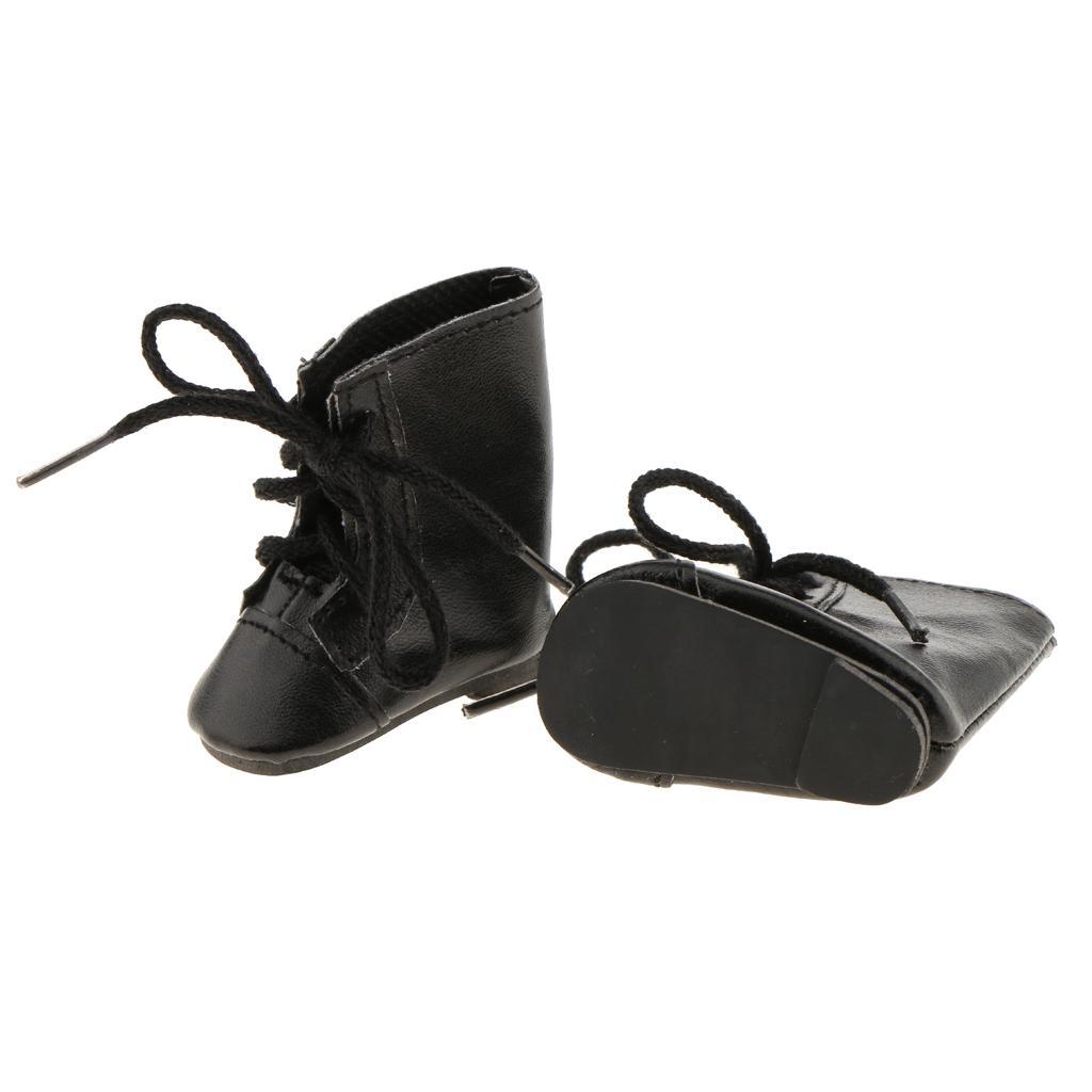 2xFashion Shoes Lace up Boots for 14'' Wellie Wisher Doll Black