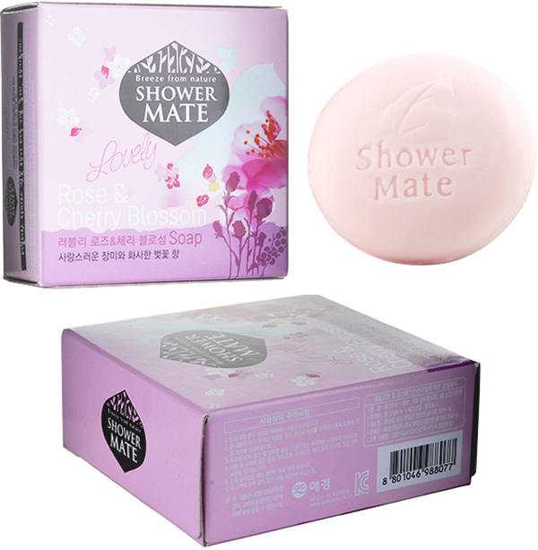 Xà bông tắm Showermate Rose & Cherry lưu hương Hàn Quốc 100g tặng thêm móc khóa