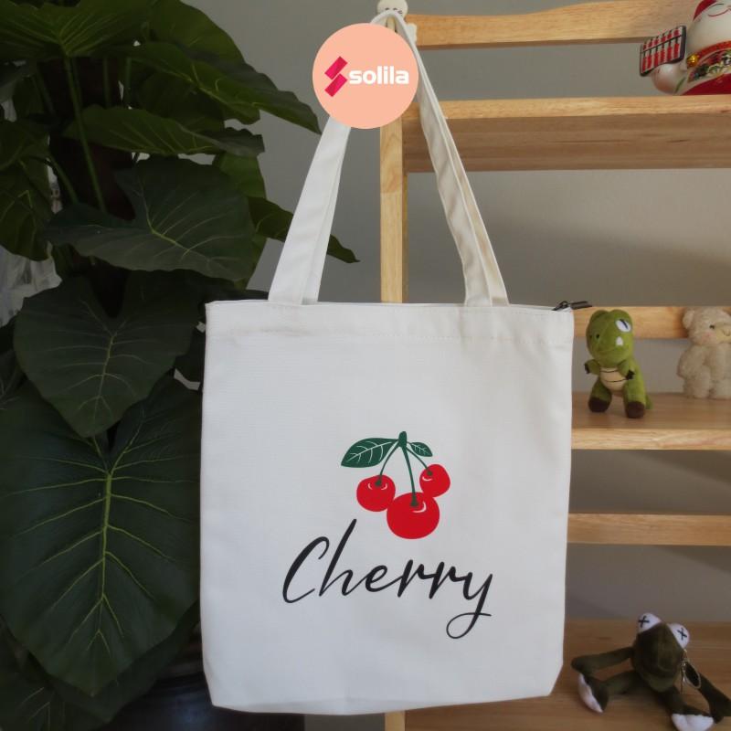 Túi tote bag vải canvas mềm đẹp có khóa và túi phụ cho bạn nữ đi học đi làm thời trang hàn quốc