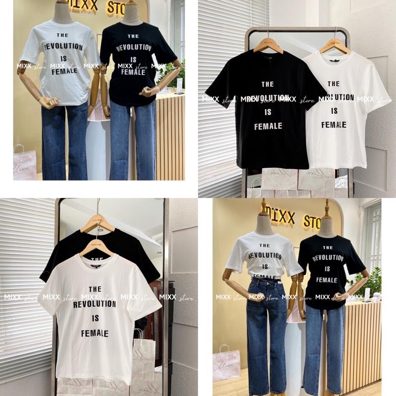 Áo Thun Nữ topten sologan xuất hàn chất cotton phom suông trẻ trung